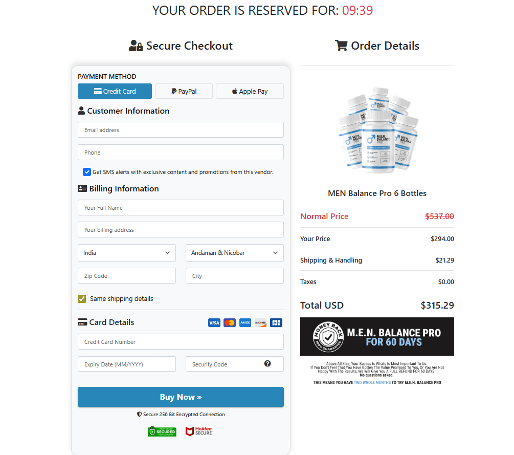 Men Balance Pro ORDER PAGE